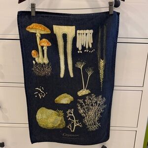 Vintage Mushroom Patterned Linen Cotton Blend Tea Towel